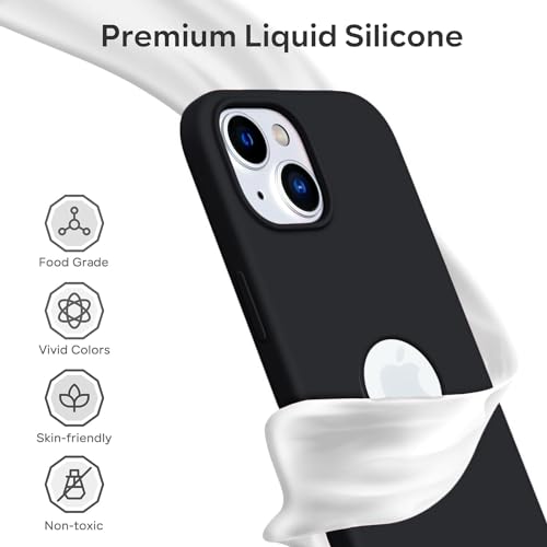 Elzzi Microfiber Logo Cut Cover Compatible for iPhone 15 Case Liquid Silicone Cases Non-Slip Full Body 4 Layer Protective Covers Shockproof Back Cover with High Raised Camera Lips (6.1 inch, Black) 3 41m7mB5AgSL