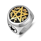 HZMAN Supernatural Devils Trap Symbol Sigil Stainless Steel Ring Pentagram Anti Possession