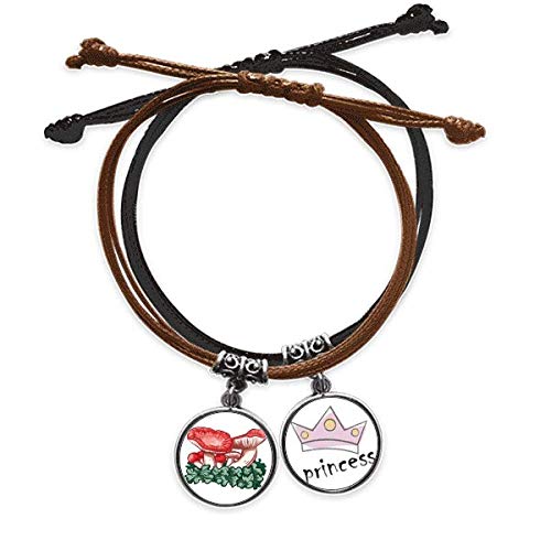 Pulsera de seta venenosa roja cuerda cuero mano cadena princesa DIYthinker ilustrar