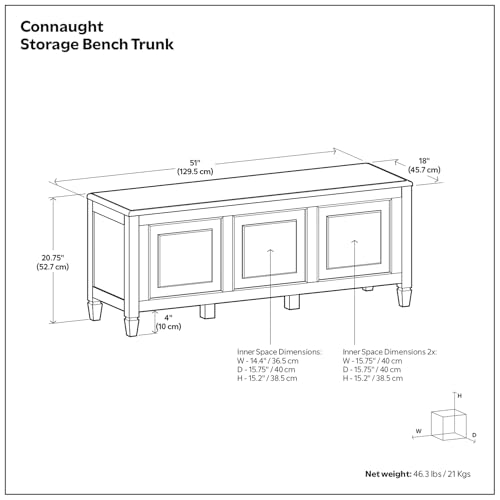 SIMPLIHOME Connaught 51" Solid Wood Storage Bench in Dark Kona Brown by SIMPLIHOME - Used condition - Image 8
