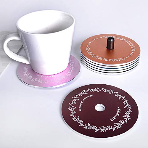 All-At Coasters For Drink With Holder Aluminum Set Of 6 For Home Counters, Kitchen, Dining, Living Room, Coffee Table #TOP5