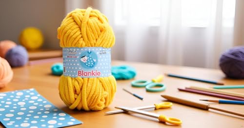 Image of GANGA Knitting Yarn Thick Chunky Wool, Blankie Yellow 200 GMS Best Used with Knitting Needles-YE Art-ADIJ