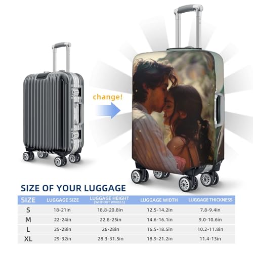 Custom Luggage Cover For Suitcase Personalized Photo Text Logo Name Double Sided Design Customize Elastic Travel Luggage Cover Washable Suitcase Protector Covers For Men Women Travel Gifts L3