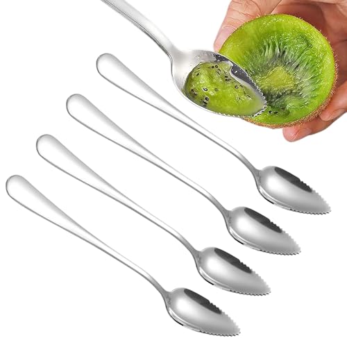 4pcs Grapefruitlöffel,16.8cm Kiwi Spoon,Grapefruitlöffel Edelstahl, Löffel Mit Zacken,Babynahrungsergänzung...