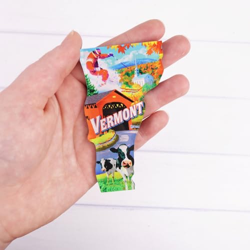 Imán decorativo forma estado Vermont acrílico 3.75x2 pulg miniatura 3