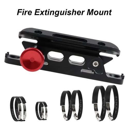 BOVIROOS Adjustable Aluminum Roll bar Fire Extinguisher Mount Holder Bracket Compatible with for Jeep Wrangler TJ JK JL Gladiator JT Ford Bronco UTV Polaris RZR Can-Am with 8 Scratch Proof Clamps
