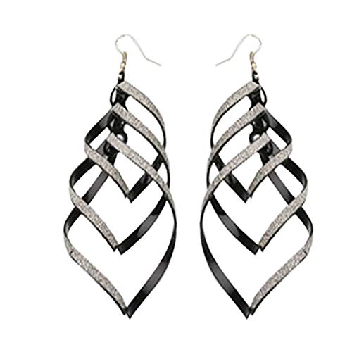 Preisvergleich Produktbild Gespout Ohrringe, kreativ, Anhänger in Spiralform, Ohrringe, Damen, Zubehör, Schmuck, Weihnachten, Wecker, Hochzeit, Geburtstag, Valentinstag, Geschenk 11 * 3.6cm Schwarz