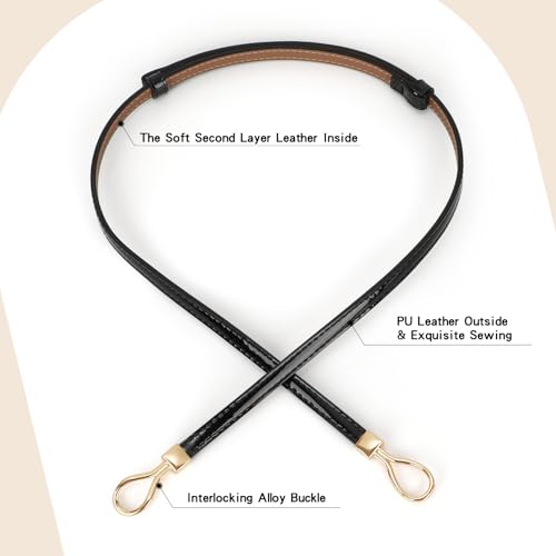 Image of JASGOOD Leather Skinny Belts for Women Plus Size Ladies Thin Waist Belts Adjustable for Jeans Pants Dresses with Gold Buckle