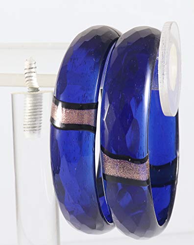 DarkBlue Diamond Pattern Jade Glass Bangles/Kada 2.4 Inches