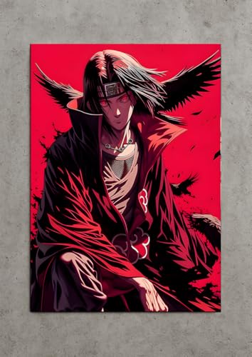 Image of NIJUKA Anime Printed Metal sheet Poster For Home And Room Decoration | For Anime Art Fans Boys And Girls (Akatsuki member Itachi genjutsu user)