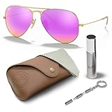 Ray-Ban RB3025 Classic Flash Lenses Aviator Shape Sunglasses With Eyewear Kit Bundle - Adjustable Nose Pads - Ideal Formal and Casual Wear Retro Sunglasses