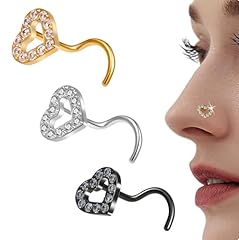 3 Heart-Shaped Nose Studs