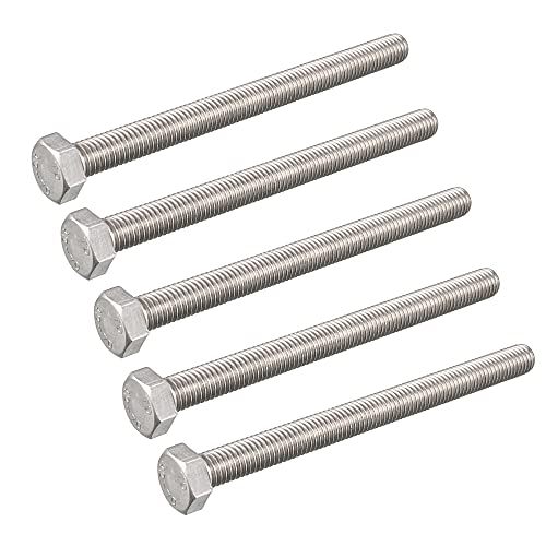 uxcell M8 x 100mm A2 Stainless Steel Fully Threaded Hex Head Screw Bolt 5 Pcs