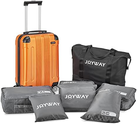 Joyway Carry on Luggage 8-Piece Travel Set,22x14x9 Airline Approved Suitcase with Spinner Wheels,Hard Suitcase with TSA Locks(20Inch Sunset Gold)