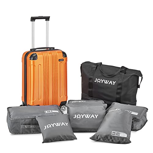 Joyway Carry On Luggage 8-Piece Travel Set,22X14X9 Airline Approved Suitcase With Spinner Wheels,Hard Suitcase With Tsa Locks(20Inch Sunset Gold) #TOP17