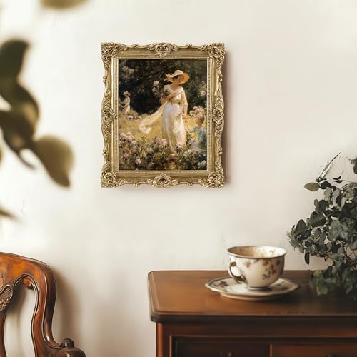 Image of eletecpro 8x10 Vintage Picture Frame with Real Glass Cover, Ornate Antique Photo Frame, Display 8x10 Picture for Tabletop or Wall Hanging, Gold Home Decor for Gallery Art