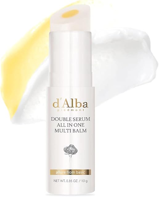 D'alba Piedmont Italian White Truffle Double Sérum All-in-one Multi Balm, Baume à bâton, Soin végétalien avec vitamine C et collagène végétalien, 3-in-1 Amélioration des rides, traitement des yeux, correcteur de la tache foncée