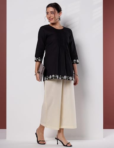 Image of Amazon Brand - Myx Women Pure Cotton Embroidered Short Kurti | Tunic | Short Kurta (Available in Plus Sizes)