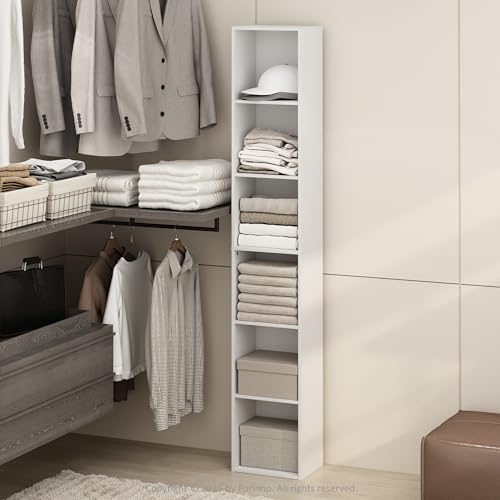 Image of Furinno Cubicle 6-Tier Closet Organizers and Storage, Closet Organizer, Open Shelf Closet Storage, for Wardrobe, Bedroom, Living Room, White