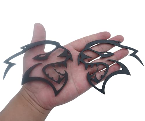 2X Hellcat Emblems Devil Cat Fender Side 3D Badge Decal Replacement for Universal Car Vehicle, Truck, Motorcycle Door Window Decoration (Black)