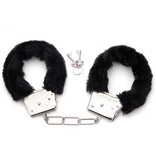 Fluffy Handcuffs for Women Stainless Steel Wrist Ankle O Ring Double Lock Hand-Cuffs Ankle Handcuffs Metal Hand Cuffs Gift for Women/Men