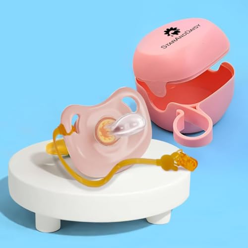 Image of StarAndDaisy Soft Silicone Baby Pacifiers with Unique Shape to Support Psychological Breathing Teether & Pacifier for Newborns (Pink)