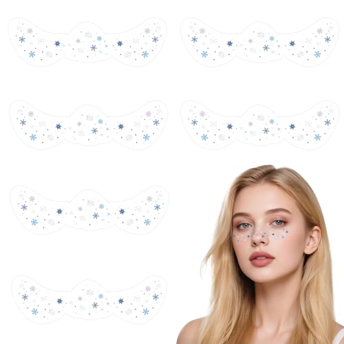 6pz Adesivi per Lentiggini di Halloween, Tatuaggi Temporanei Impermeabili Viso Braccia Bambini e Adulti Accessori il Trucco Spettrale per la Festa di Halloween (Design Fiocco Neve)