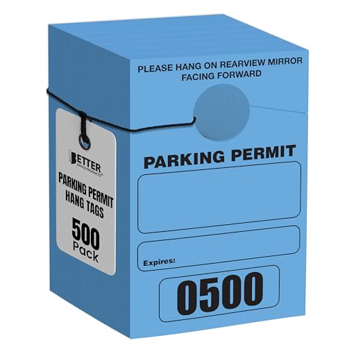 Better Office Products Parking Permit Hang Tags, 500 Pack, Temporary