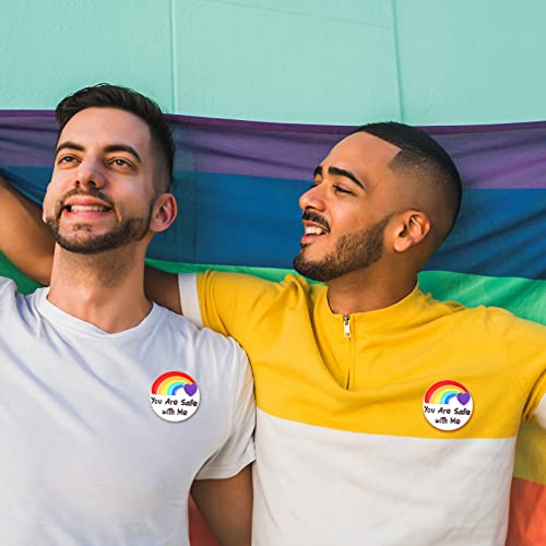 Image of Giegxin 40 Pcs You Are Safe with Me Enamel Pins for Backpacks Rainbow Pride Lapel Pins Bulk Lgbtq Brooch for Doctor Nurse Medical Hat Clothes Bags Accessories Gifts