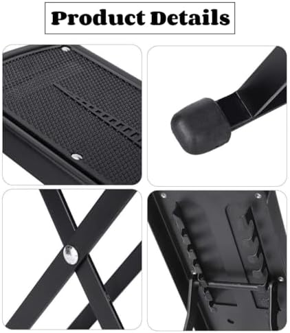 CAIHONG Guitar Foot Stool, 6-Position Height Adjustable Guitar Foot Rest Stand with Rubber End Caps and Non-Slip Rubber Pad for Classical, Acoustic, Electric Guitar - Black