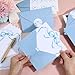 24Pcs Baby Shower Blue Thank You Cards with Envelopes, Bowknot Card for Appreciation Stationery Paper Blue Bow Stickers Set Cute Letter Writing for Birthday Supplies, 8.5 x 11 Inch