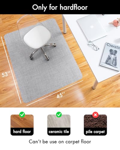 Image of Baroyal Office Chair Mat for Hardwood Floor Under Desk Computer Rolling Chair Mat for Wood /Tile Floor Non-Slip Heavy Duty Desk Rug PVC Plastic Hard Floor Protector 45 inchx 53 inch (Mist)