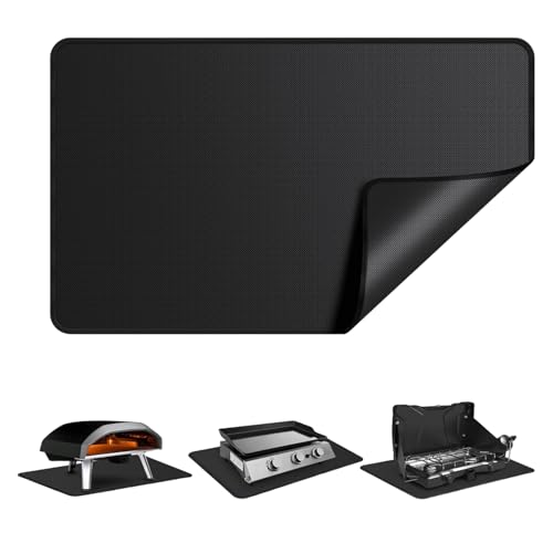 AABDTYYD Alfombra Barbacoa Exterior & Esterilla Barbacoa - Negra con Triple Capa Compuesta y Revestimiento de Silicona Líquida para Protección Térmica (60x40cm)