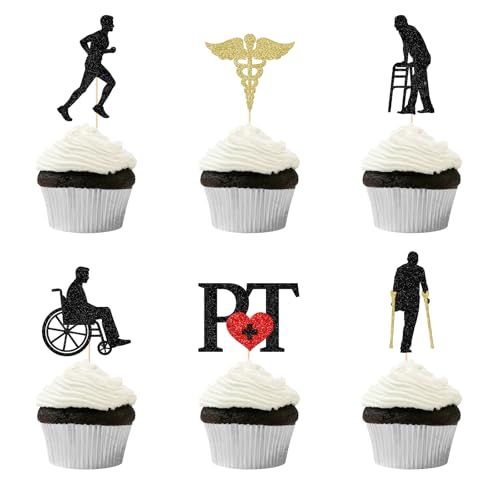 Qttier 24Pcs Happy PT Day Cupcake Toppers