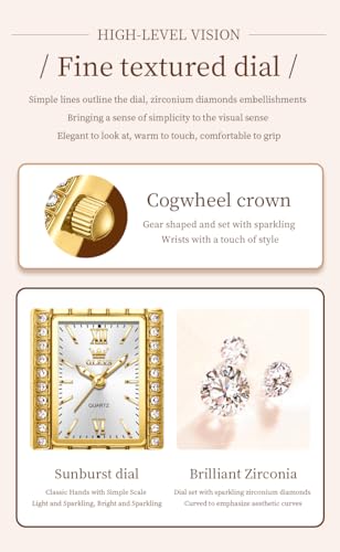 Image of OLEVS Watch for Women Stylish Analog Quartz Luxury Gold Stainless Steel Strap Diamond Black Dial Elegant Casual Ladies Watch