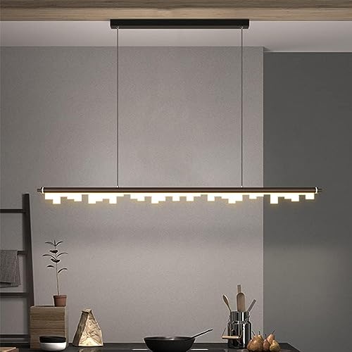 Lustre LED linéaire nordique en métal doré pour îlot de cuisine