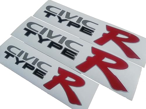 CultDecor - Pegatinas de coche - Compatibles con Civic EK/EK9 Type R - Negro - Vinilo - Estilo Tradicional - Logotipo - Rectangular - Duración exterior óptima - Para vehículos oscuros