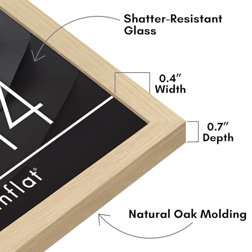 Americanflat 11x14 Picture Frame with Shatter-Resistant Glass - Streamline Collection - Thin Border Picture Frame for Wall Display - Hanging Hardware Included - Natural Oak