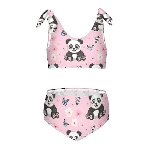 Wusikd Cute Pandas Girls Swimsuits Two Piece Butterfly Swimwear Bikini Set for for Girls Size 3T