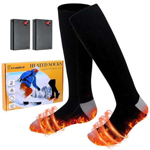 Dreamtop Heated Socks - Electric Heated Socks for Men Women, Winter Warm Socks for Outdoor Sports - Camping, Hiking, Fishing, Cycling, Walking, Hunting, Motorcycling, Skating and Skiing