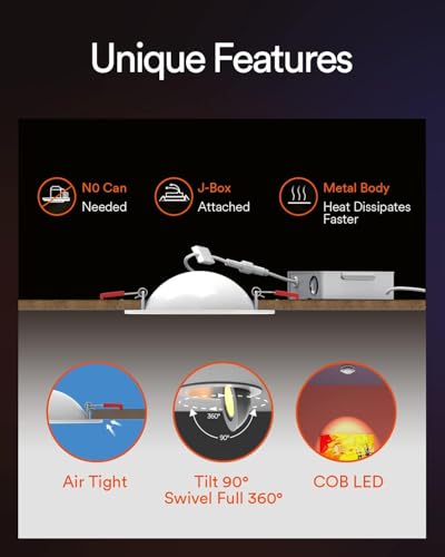 Image of Lumary 4 Inch Smart Recessed Lighting, 355+90 Adjustable Gimbal light, COB Color Changing LED Ceiling Light, 7W 26 Beam Angle Eyeball Downlight, Work with Alexa /Google Assistant, ETL-Listed, 4 Pack