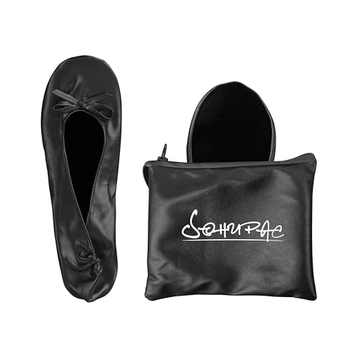 Women's Foldable Flats, Portable Ballet Flat Roll Up Slipper Shoes with Travel Pouch Bag for Ballerina Wedding