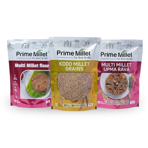 Image of Prime Millets Organic Multi Flour | Whole Kodo Grain | Multi Upma Rava | Pack of 3 (1kg) | High Fiber | Healthy Digestive Meals | Premium Quality