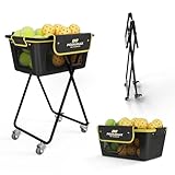 PodiuMax Pickleball Tennis Ball Hopper, Holds 180 Tennis-Balls or 150 Pickle Balls, Foldable Pickleball Caddy for Men Women Teen, Waterproof Tennis Ball Basket for Learners & Coaches
