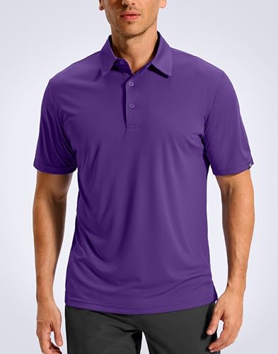 G Gradual Mens Golf Shirt Short Sleeve Moisture Wicking Quick Dry Lightweight Performance Athletic Tennis Grid Collared Polo Shirts for Men(Purple,Small) — view 2