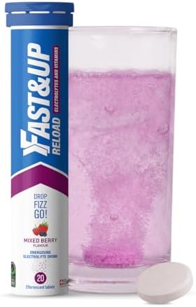 Fast&Up Reload - Energising Electrolyte Drink - Mixed Berry Flavour - 20 Effervescent Hydration Tablets - Added Vitamin C & B12 - Vegan