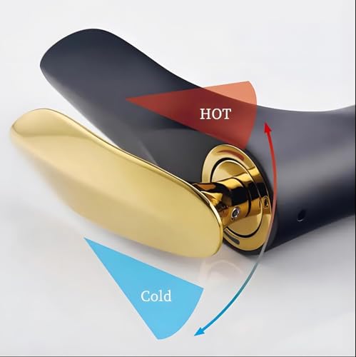 Image of 24x7 eMall Gold Basin Faucet Tap Mixer, for Bathroom Toilet Wash Basins Hot and Cold Water (Black-Gold) Golden
