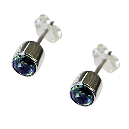 Topaze bleue boucles d'oreilles argent cadeau d'anniversaire femme