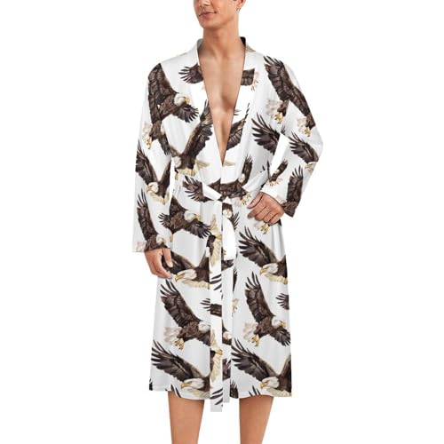 Flying Eagle Funny Men's Robe Soft Lightweight Bathrobe Long-sleeve Spa Robes
