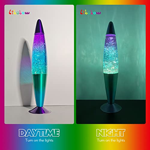 Image of 16 Inch Green Blue Purple Rainbow Glitter Lamp, 2 Bulbs, Night Light Rainbow Lamp, Relaxing Mood Lighting Night Light for Adults, Kids, Teens, Home Room Office Decor, Present